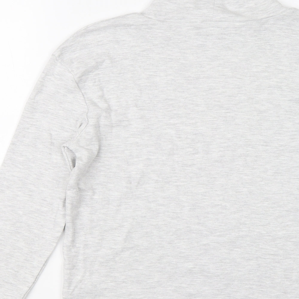 Marks & Spencer Girls Grey Cotton Basic T-Shirt Size 9-10 Years Mock Neck Pullover