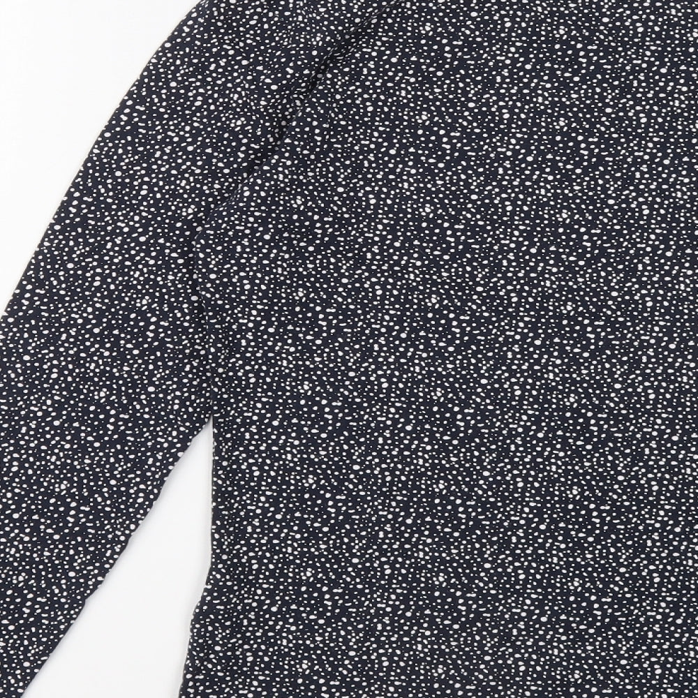 Esamara Womens Blue Polka Dot Cotton Basic T-Shirt Size S Round Neck