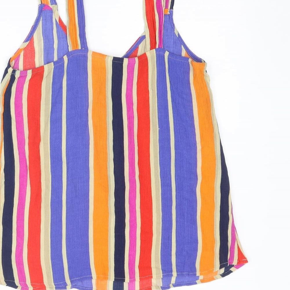 NEXT Womens Multicoloured Striped Viscose Basic Tank Size 10 V-Neck