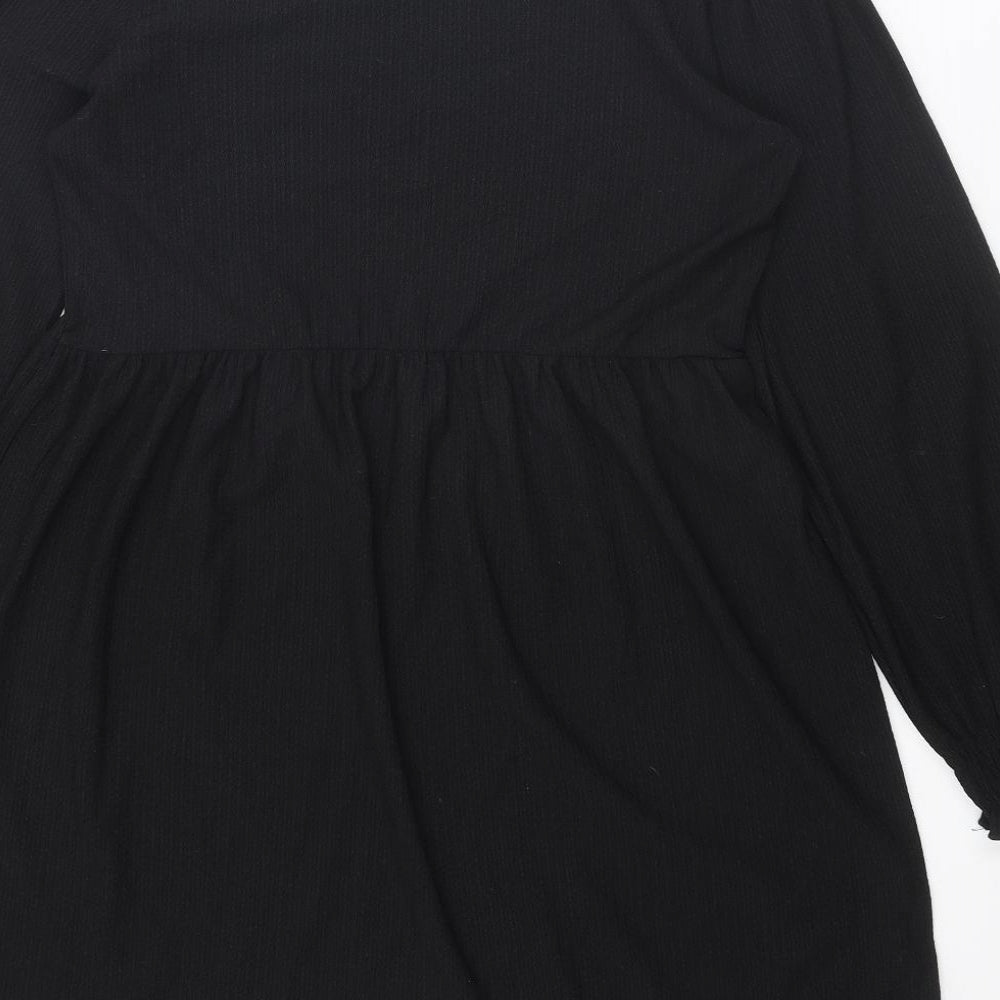 New Look Womens Black Polyester A-Line Size 10 Round Neck Pullover