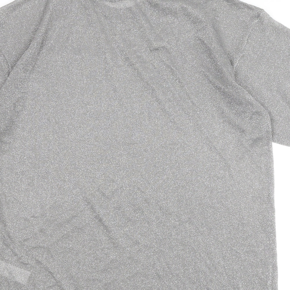 Zara Womens Silver Round Neck Polyester Pullover Jumper Size S