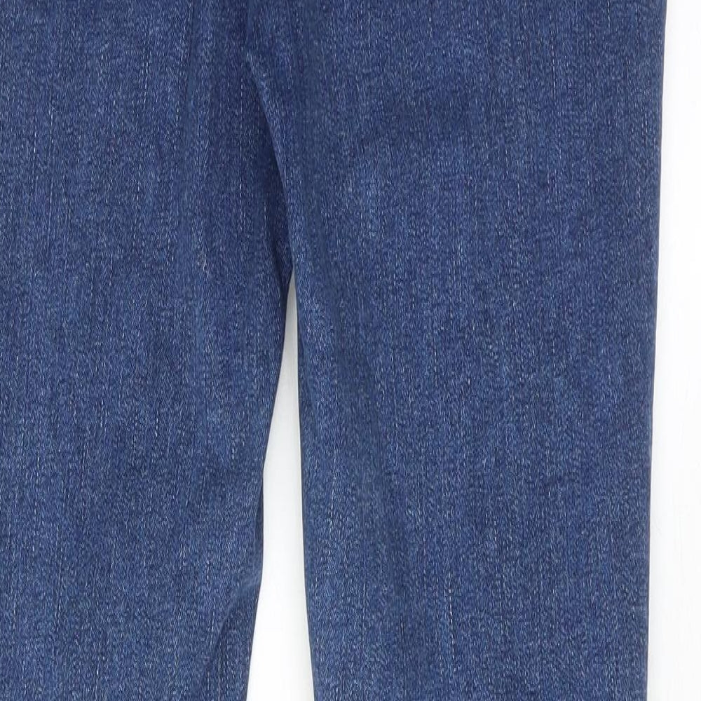 Brand and care label for ASOS women’s blue cotton skinny jeans, size UK 10, regular