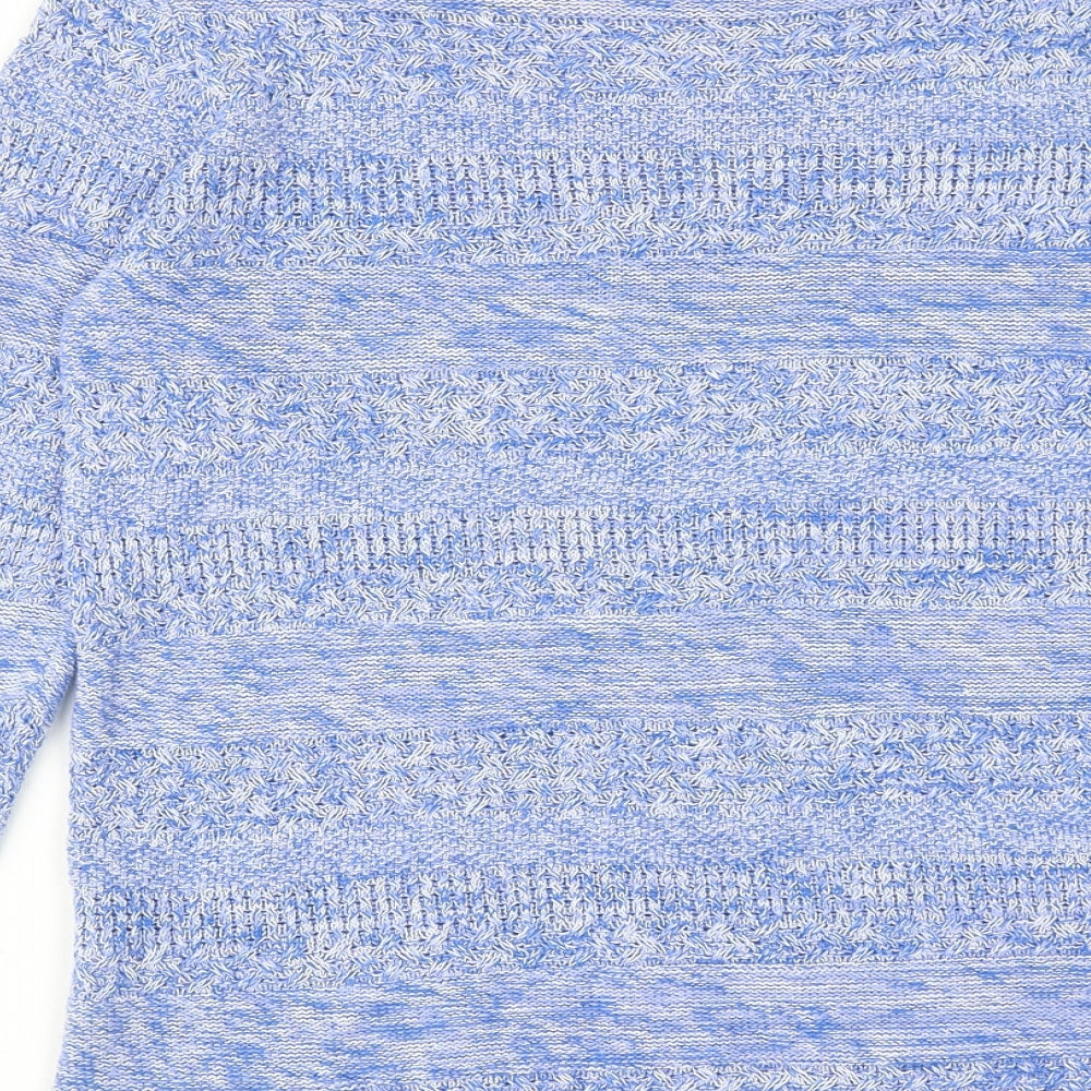 M&Co Womens Blue Boat Neck Cotton Pullover Jumper Size 10