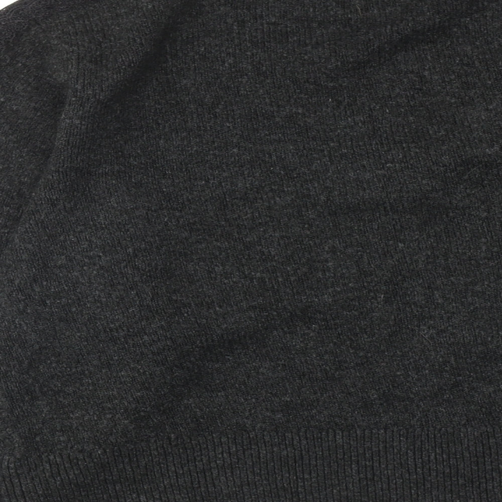 Zara Womens Grey V-Neck Acrylic Pullover Jumper Size S