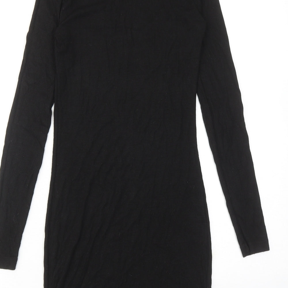 American Apparel Womens Black Viscose Jumper Dress Size S Mock Neck Pullover
