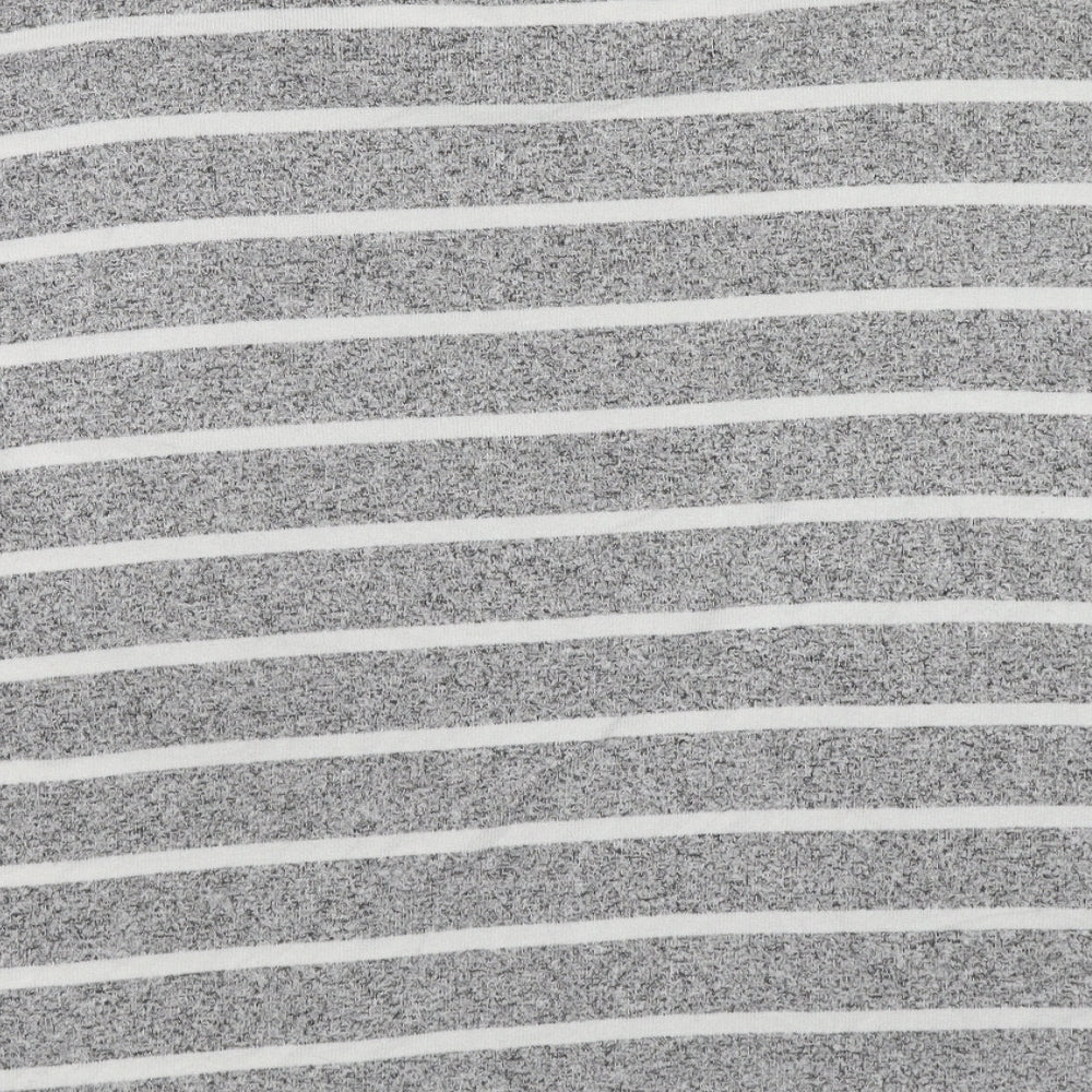 Marks & Spencer Womens Grey Round Neck Striped Viscose Pullover Jumper Size 14 Pullover