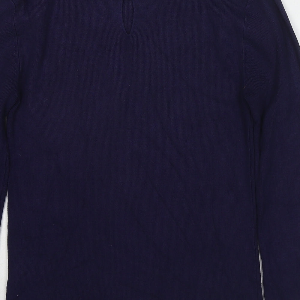 Monsoon Womens Blue Boat Neck Viscose Pullover Jumper Size 10