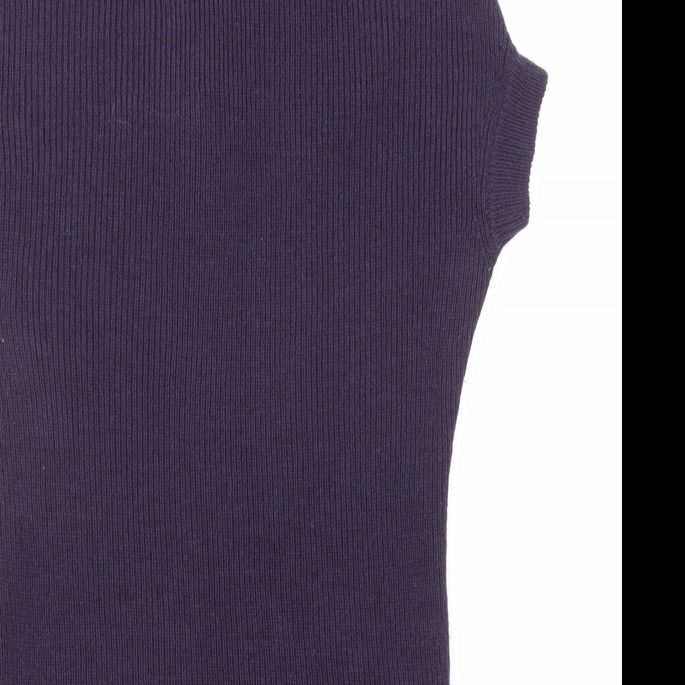 Mango Womens Purple Cowl Neck Acrylic Pullover Jumper Size L
