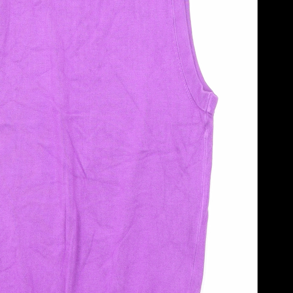 Zara Womens Purple Round Neck Viscose Vest Jumper Size L