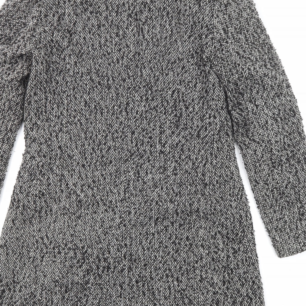 Per Una Womens Black Geometric Overcoat Coat Size 10 Button