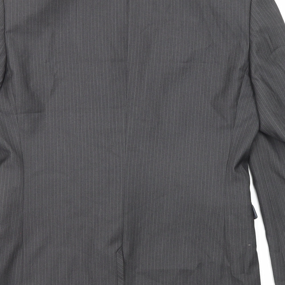 NEXT Mens Grey Striped Polyester Jacket Suit Jacket Size 38 Regular