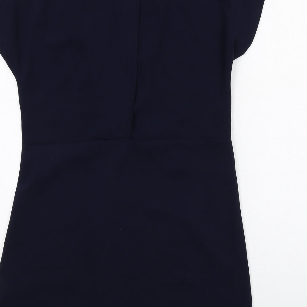 Zara Womens Blue Polyester A-Line Size XS Round Neck Button
