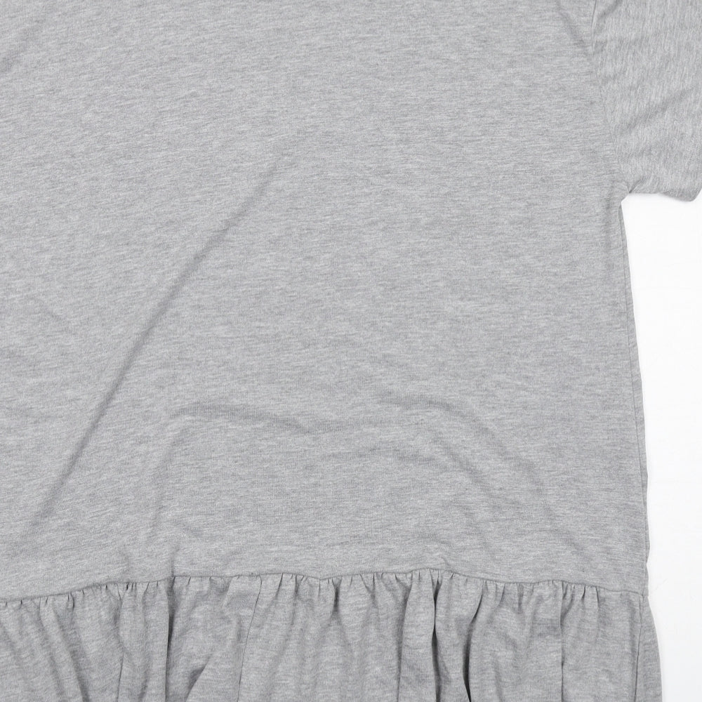 Nasty Gal Womens Grey Cotton T-Shirt Dress Size S Round Neck Pullover