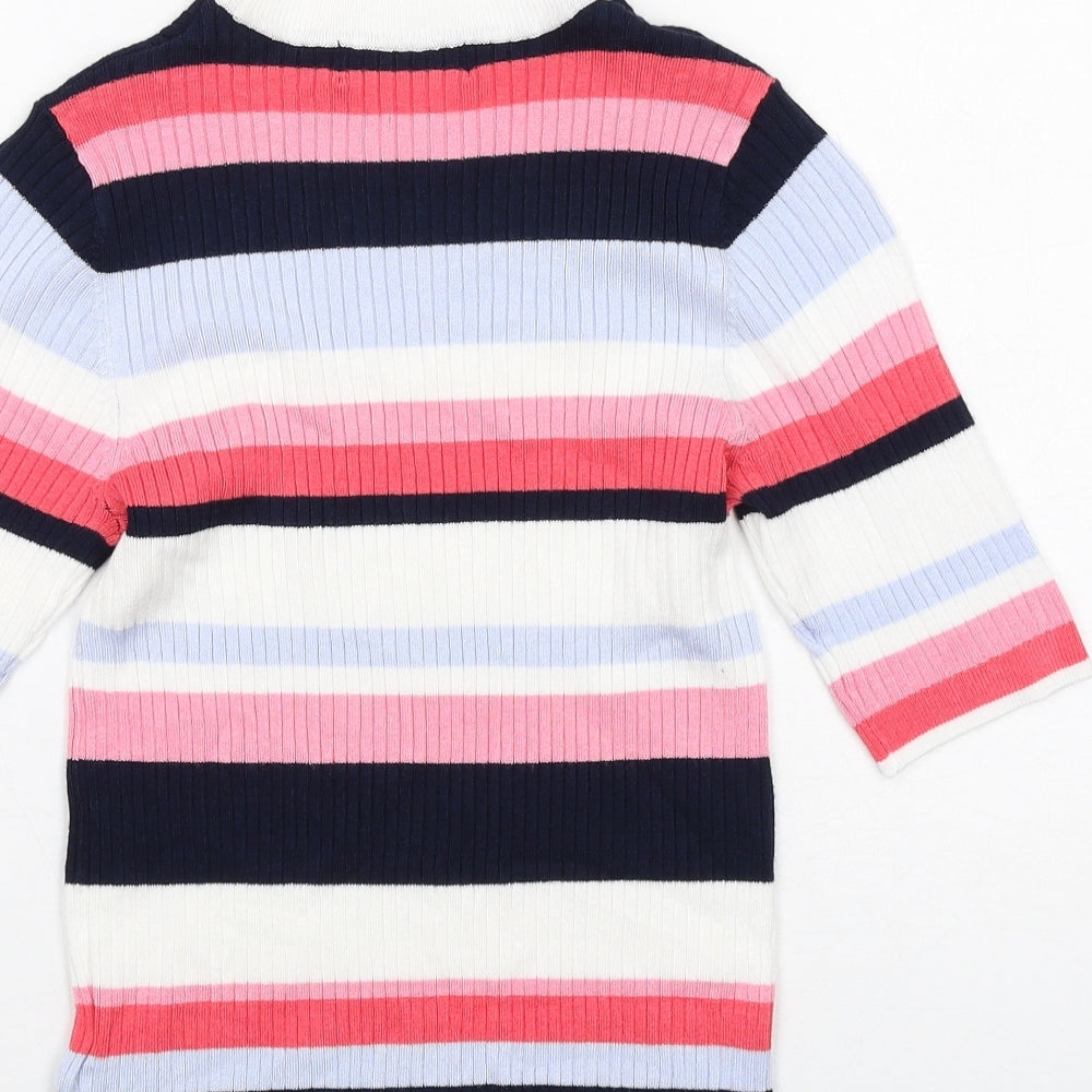 Marks & Spencer Womens Multicoloured Round Neck Striped Viscose Pullover Jumper Size 10