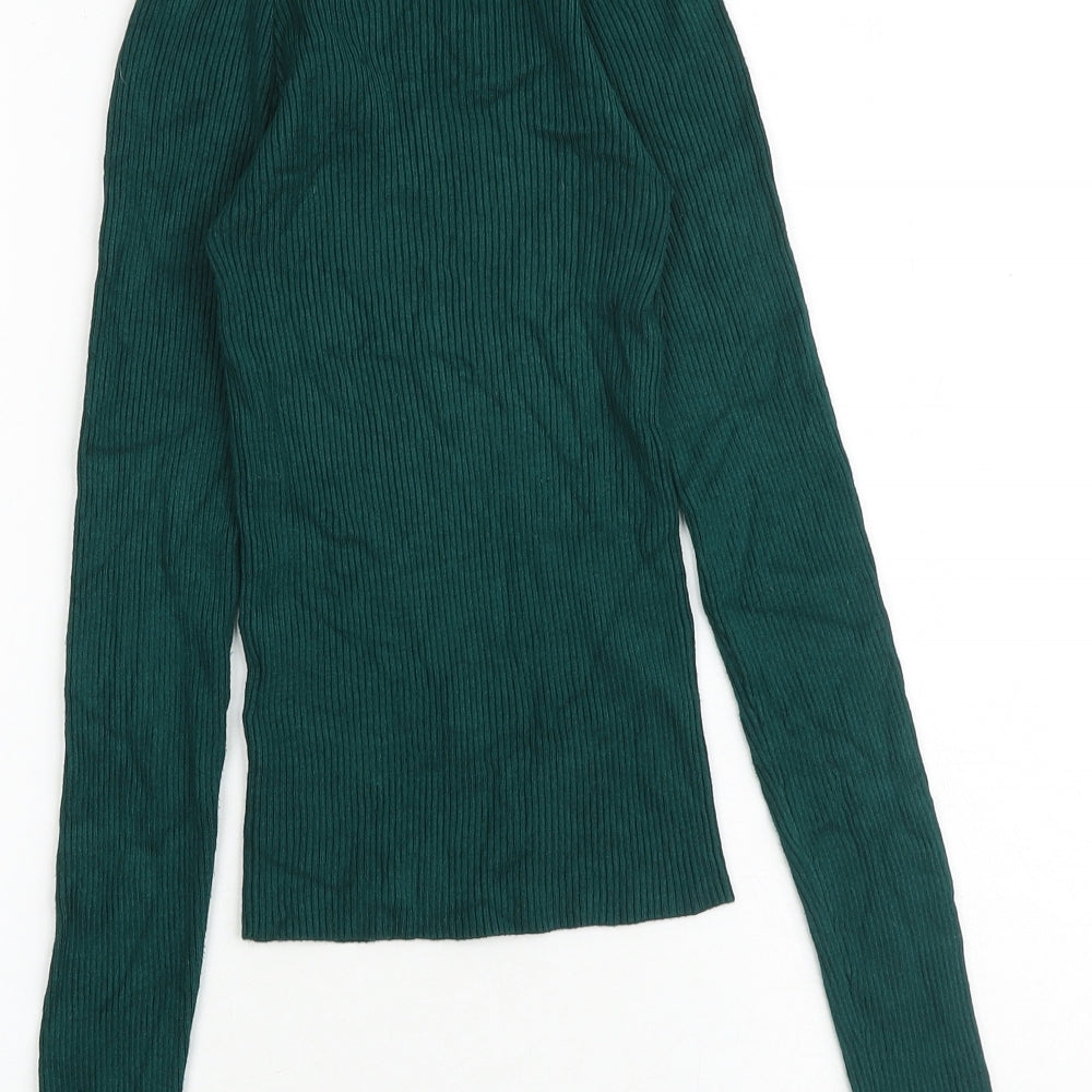 Miss Selfridge Womens Green Square Neck Viscose Pullover Jumper Size 6