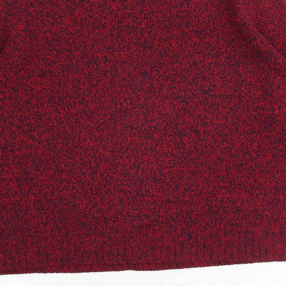 H&M Womens Red Round Neck Acrylic Pullover Jumper Size M