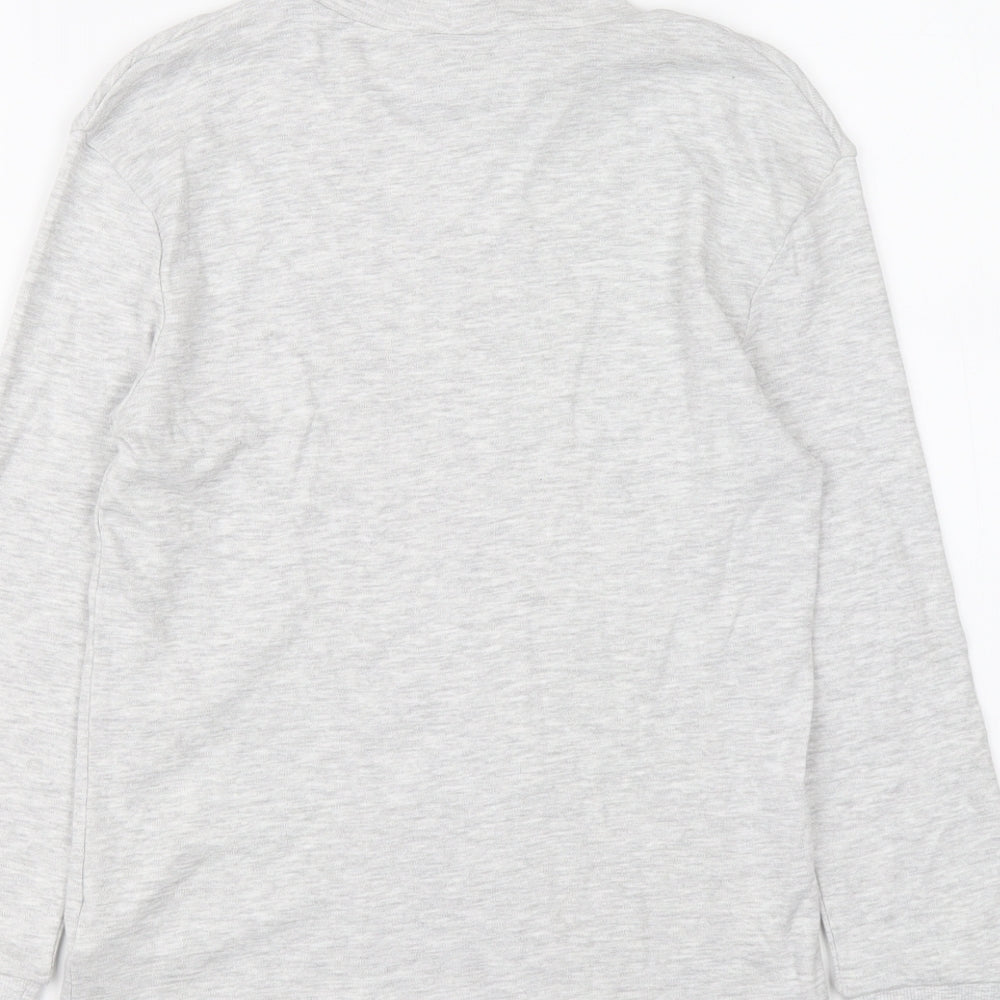 Marks & Spencer Girls Grey Cotton Basic T-Shirt Size 9-10 Years Mock Neck Pullover