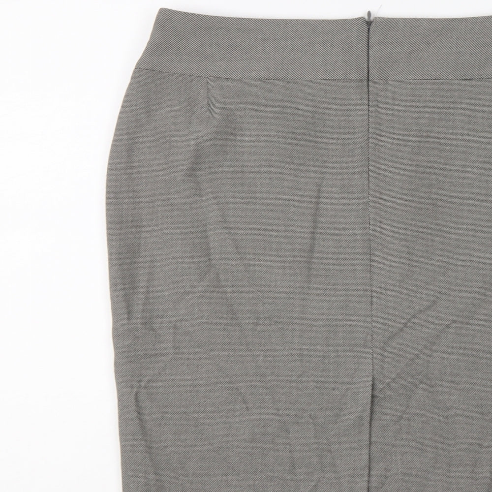 Marks & Spencer Womens Grey Polyester A-Line Skirt Size 12 Zip