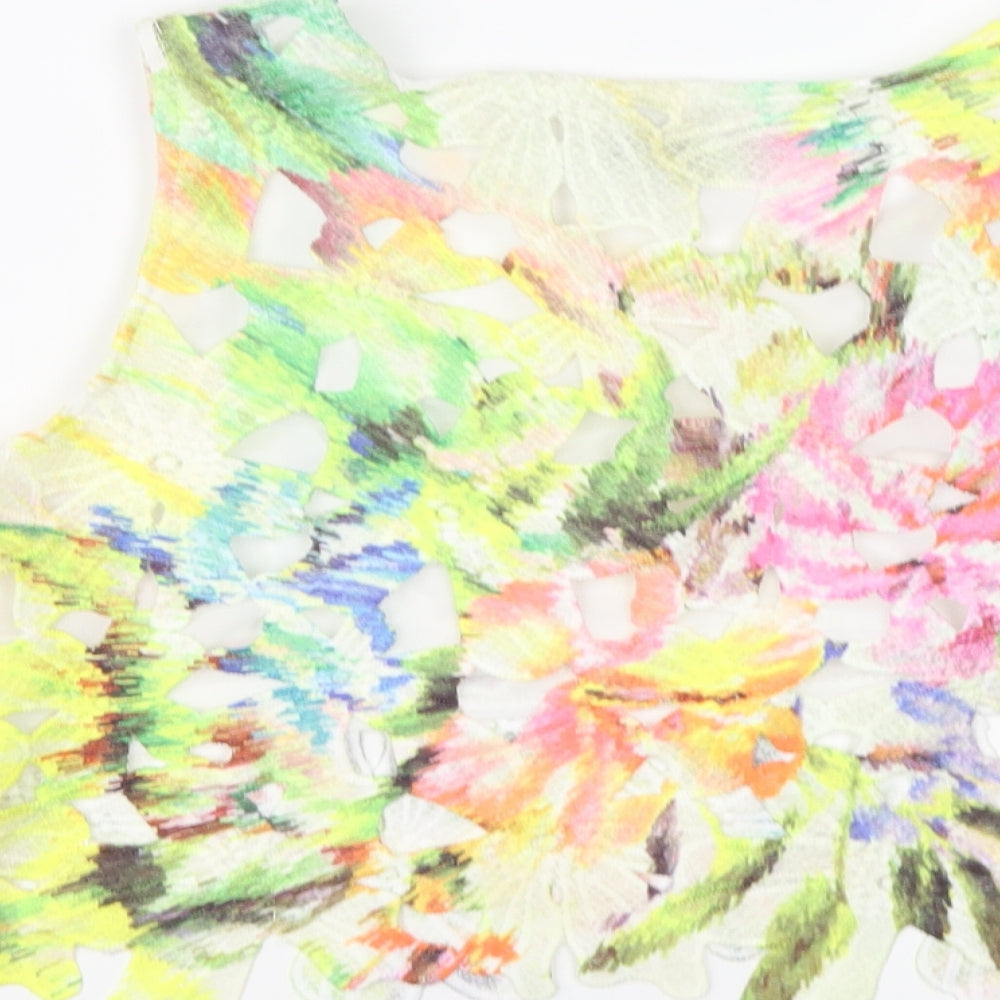 OPUS London Womens Multicoloured Floral Polyester Cropped Tank Size 12 Round Neck