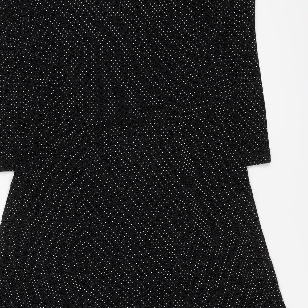 Cooperative Womens Black Polka Dot Viscose Trapeze & Swing Size S Round Neck Pullover