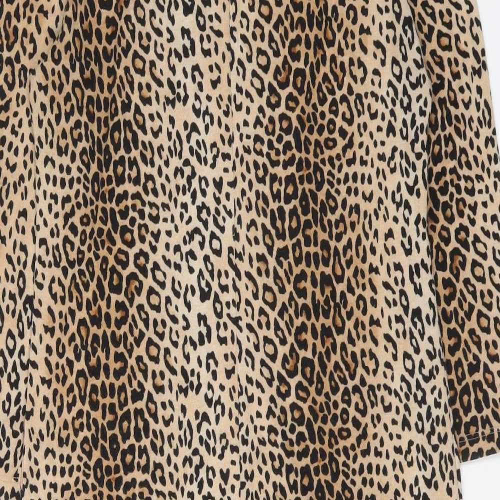 FOREVER 21 Womens Brown Animal Print Polyester A-Line Size XL Round Neck Pullover - Leopard pattern
