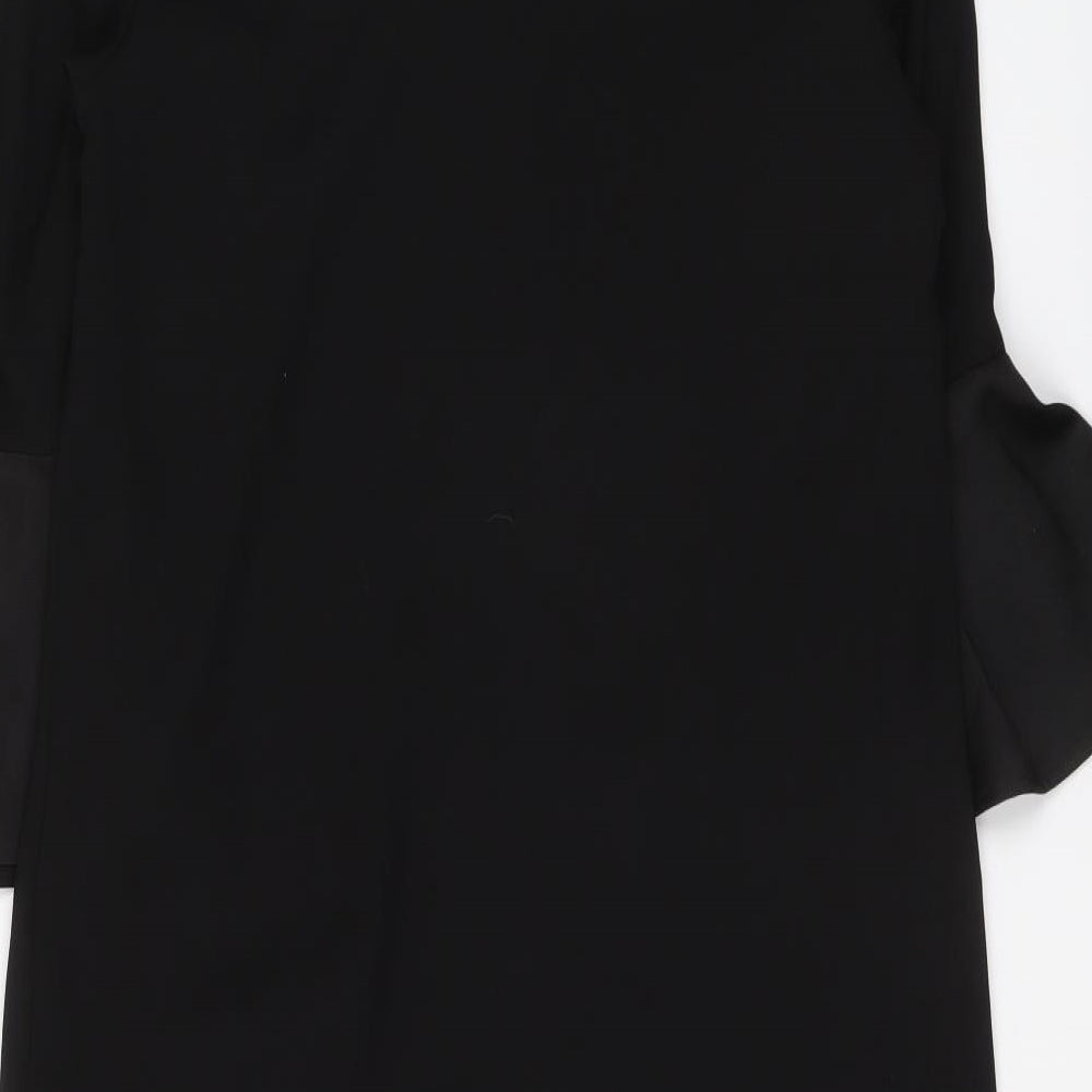Marks & Spencer Womens Black Polyester A-Line Size 10 Round Neck Zip
