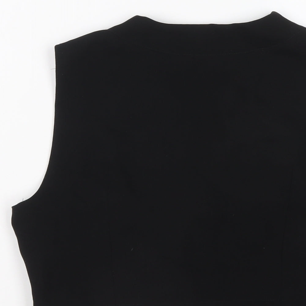 Topshop Womens Black Polyester Cropped Blouse Size 10 V-Neck