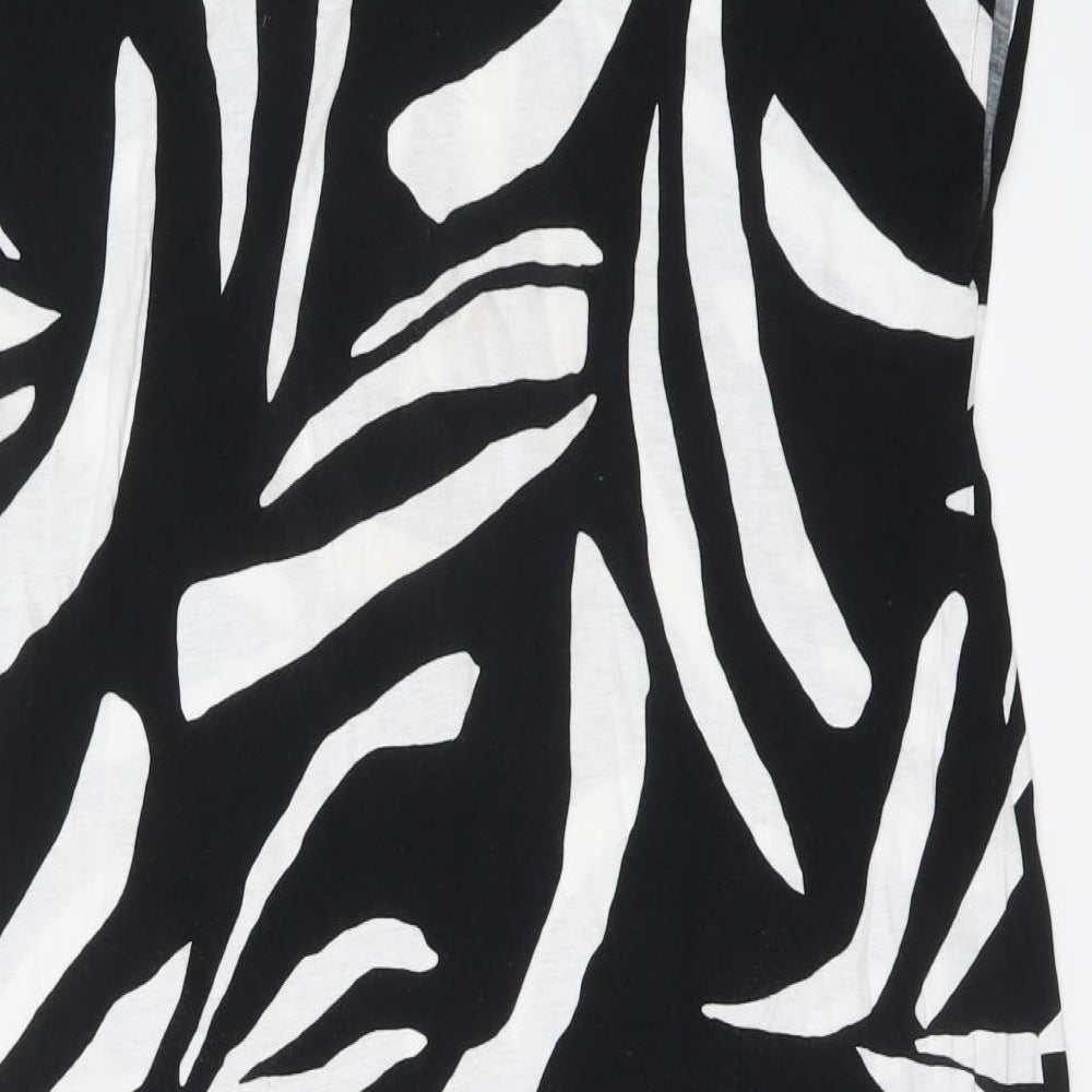 Marks & Spencer Womens Black Geometric Viscose A-Line Size 14 V-Neck Pullover