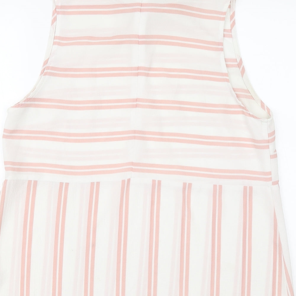 Fashion Union Womens Pink Striped Polyester Basic Tank Size 16 Halter