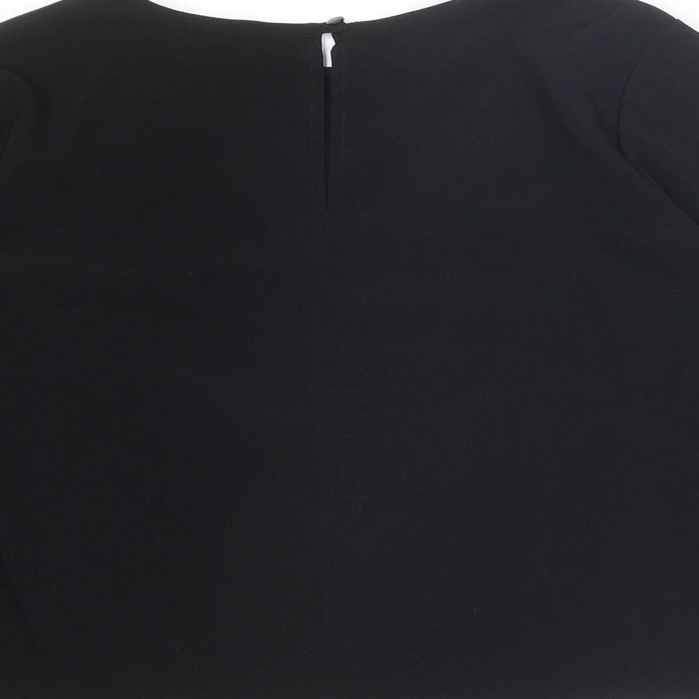 Topshop Womens Black Polyester Basic Blouse Size 8 Round Neck