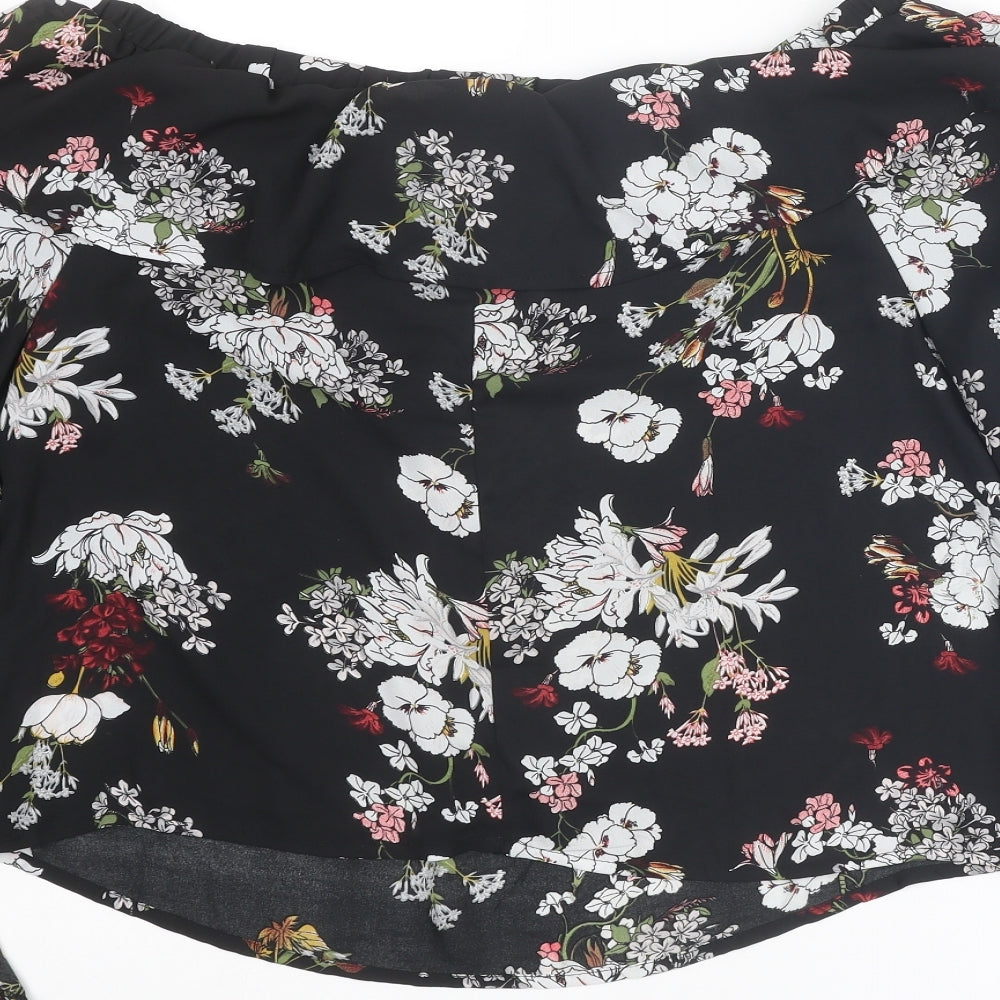 Lola May Womens Multicoloured Floral Polyester Basic Blouse Size 12 Boat Neck