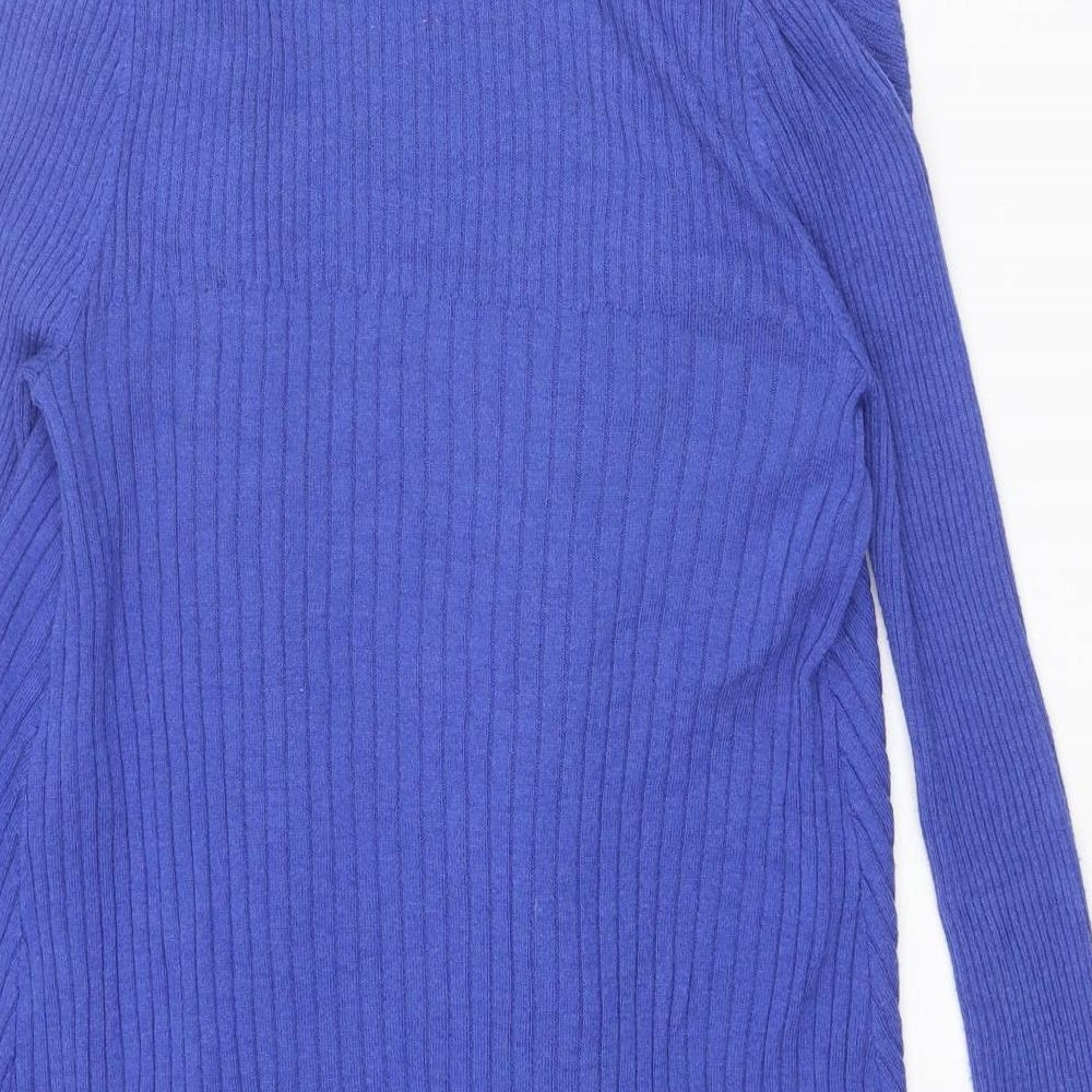Marks & Spencer Womens Blue V-Neck Polyamide Cardigan Jumper Size 8