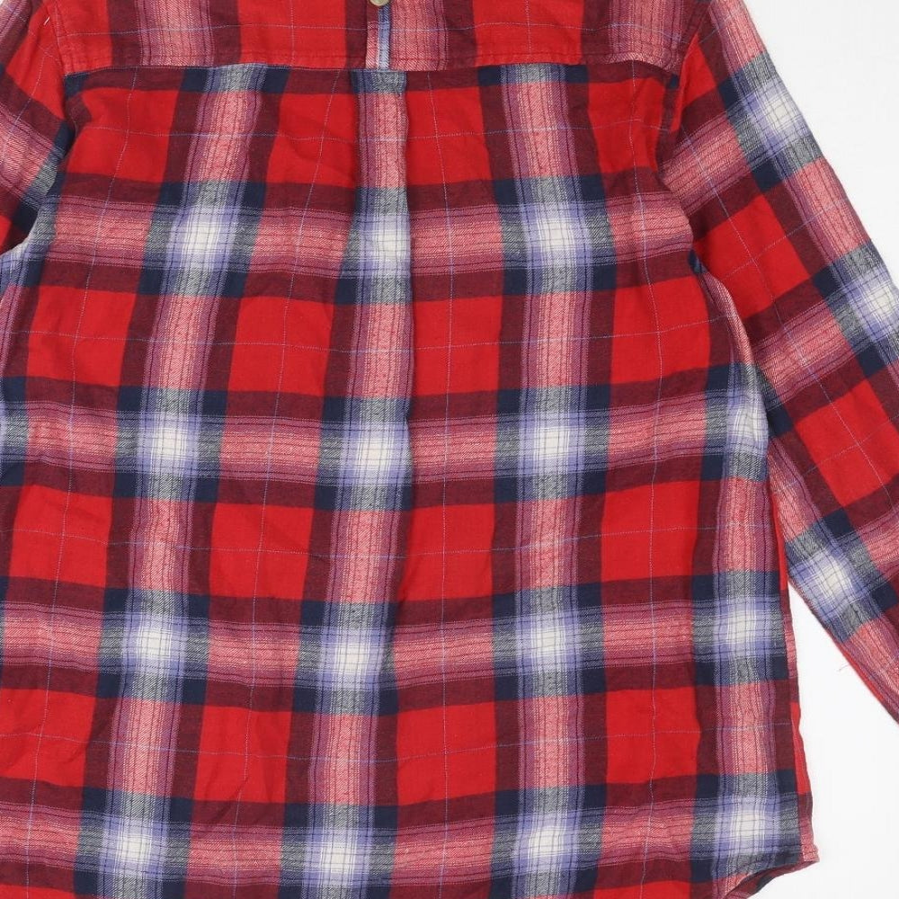 Topshop Womens Multicoloured Plaid Cotton Basic Button-Up Size 8 Collared