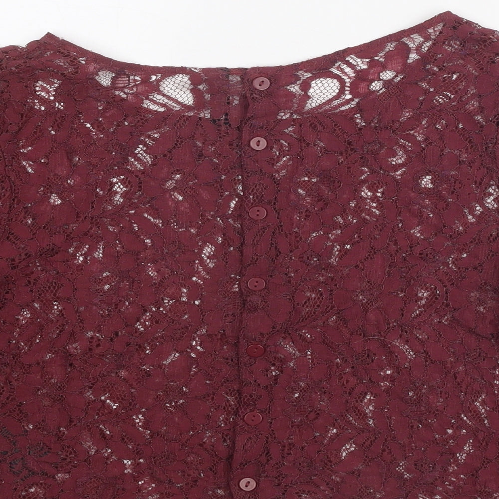 Divided by H&M Womens Purple Viscose Cropped Blouse Size 10 Boat Neck