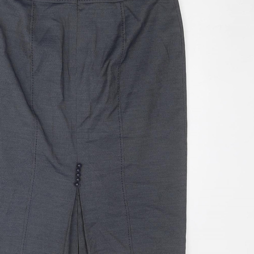 Marks & Spencer Womens Blue Polyester Straight & Pencil Skirt Size 10 Zip