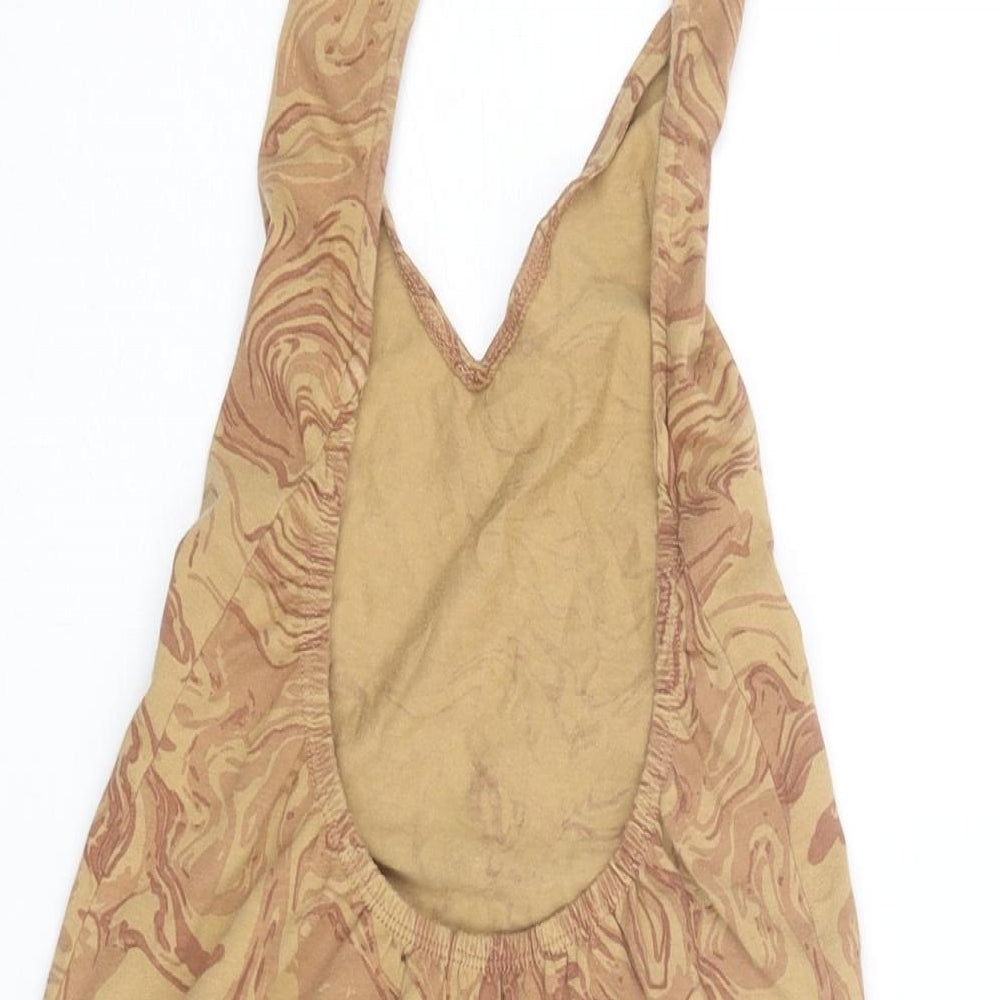 Motel Womens Brown Geometric Cotton Basic Tank Size XS Halter