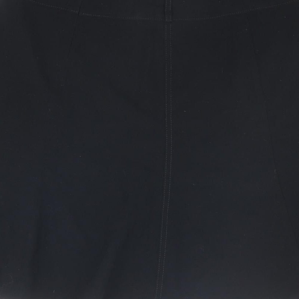 Marks & Spencer Womens Black Polyester Swing Skirt Size 10 Zip