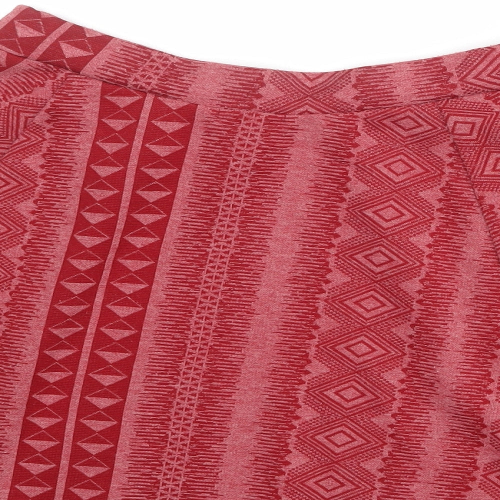 River Island Womens Red Geometric Polyester Swing Skirt Size 10