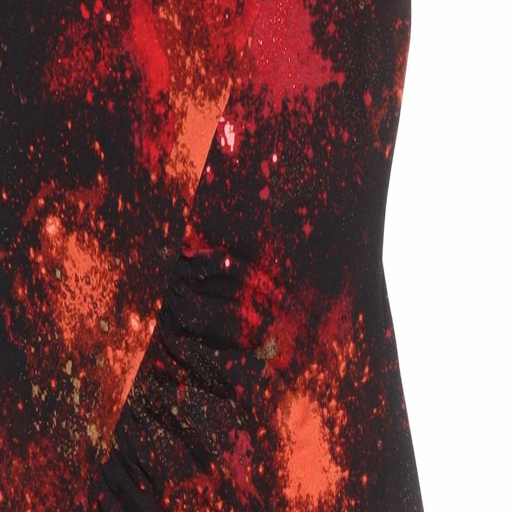 Marks and Spencer Womens Black Geometric Polyester Pencil Dress Size 10 Boat Neck Pullover
