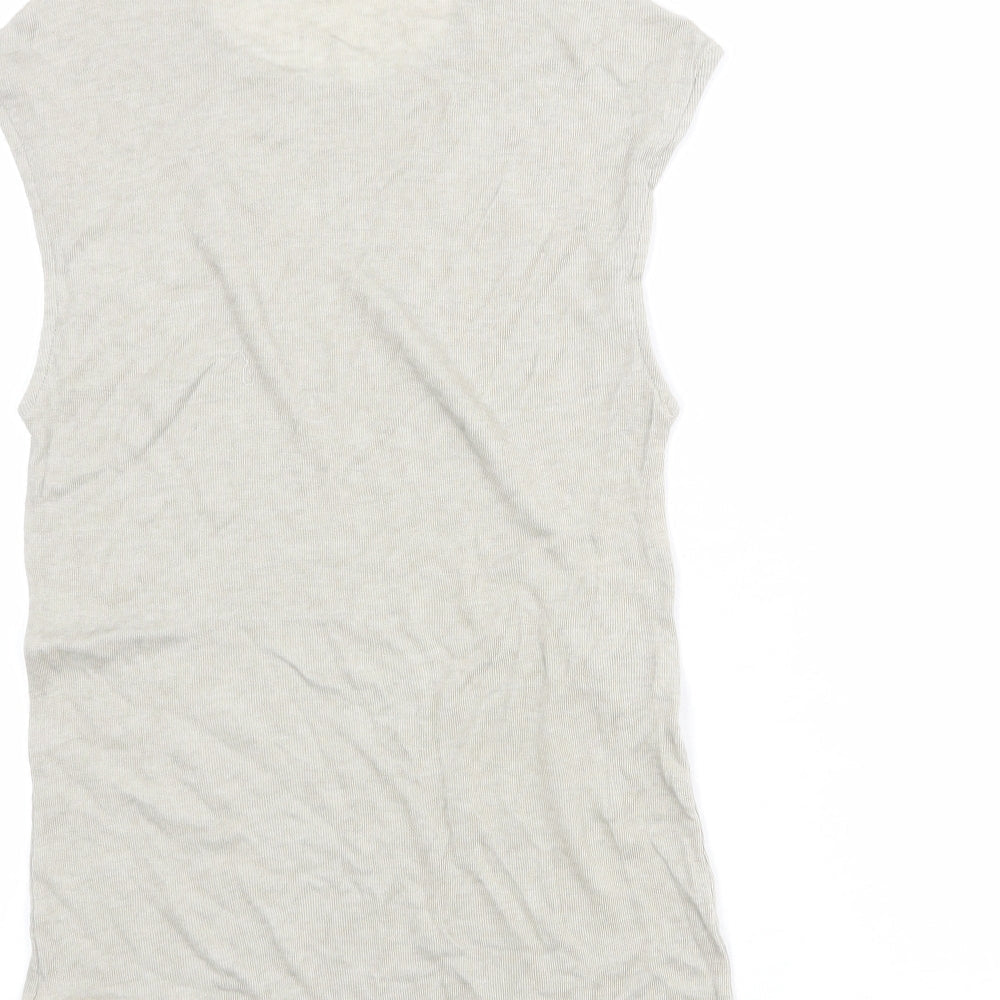 Zara Womens Grey Lyocell Basic T-Shirt Size M Round Neck