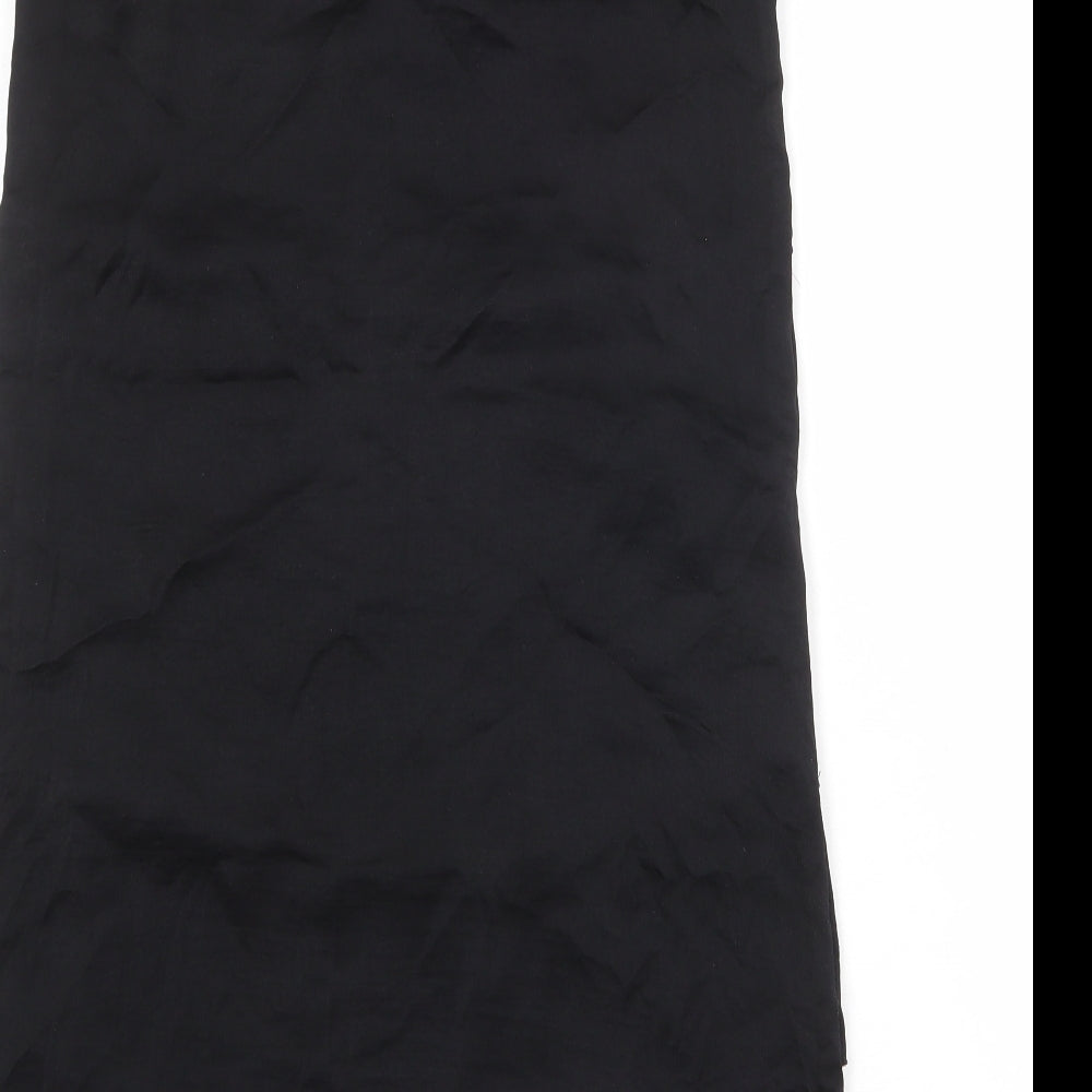 Mango Womens Black Polyester Shift Size M Round Neck Button
