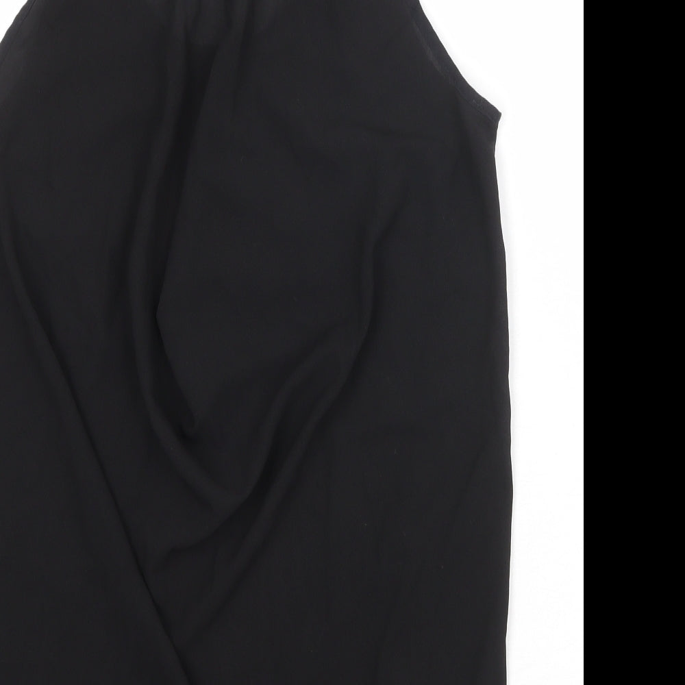 Zara Womens Black Cotton Basic Tank Size M Scoop Neck