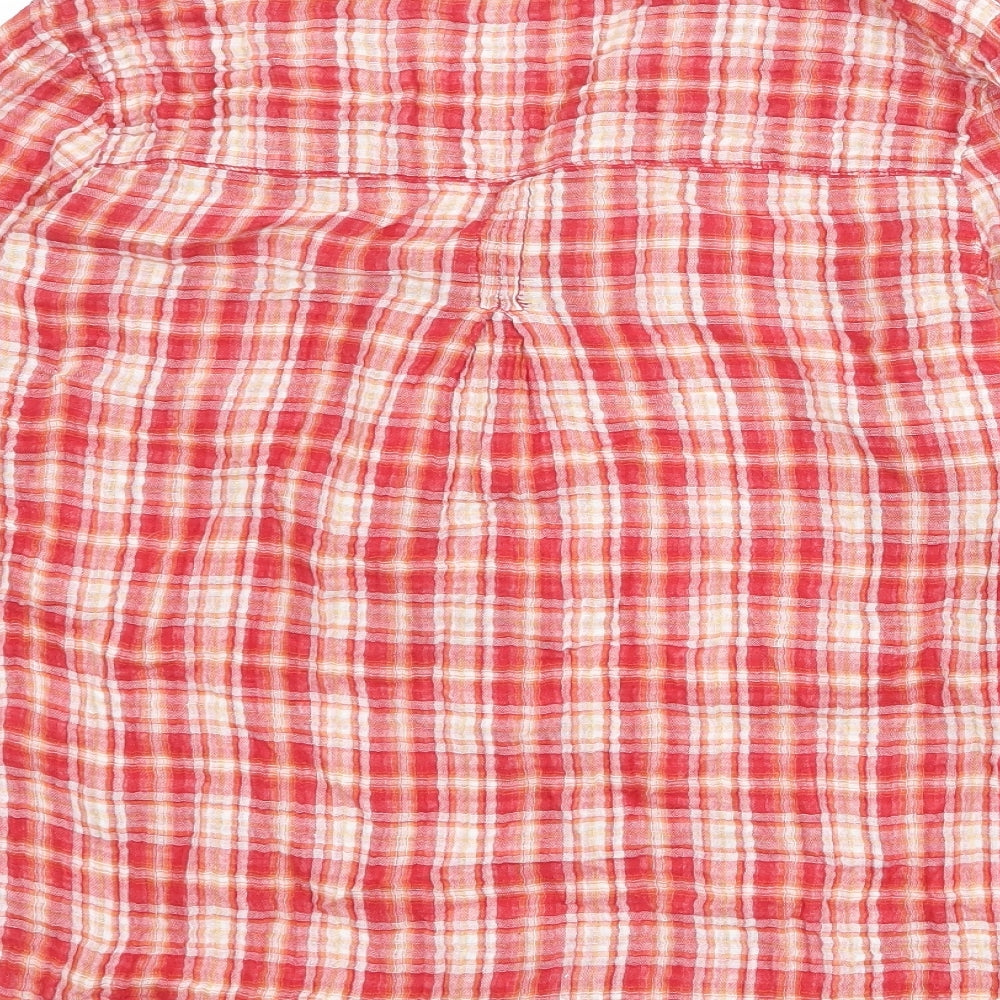 Velvet Heart Womens Red Plaid Cotton Basic Blouse Size L V-Neck