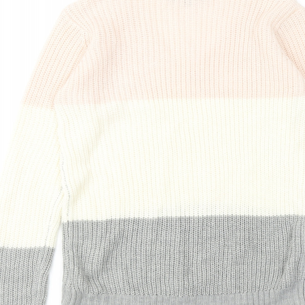 TALLY WEiJL Womens Multicoloured V-Neck Striped Acrylic Pullover Jumper Size XS