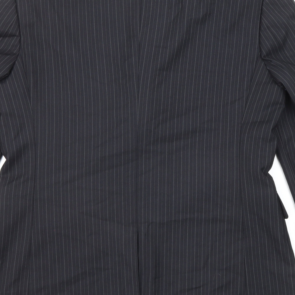 Burton Mens Black Striped Polyester Jacket Suit Jacket Size 40 Regular