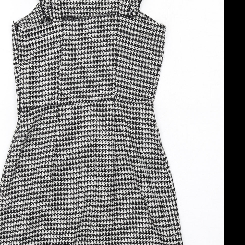 New Look Womens Black Geometric Polyester Mini Size 6 Square Neck Zip