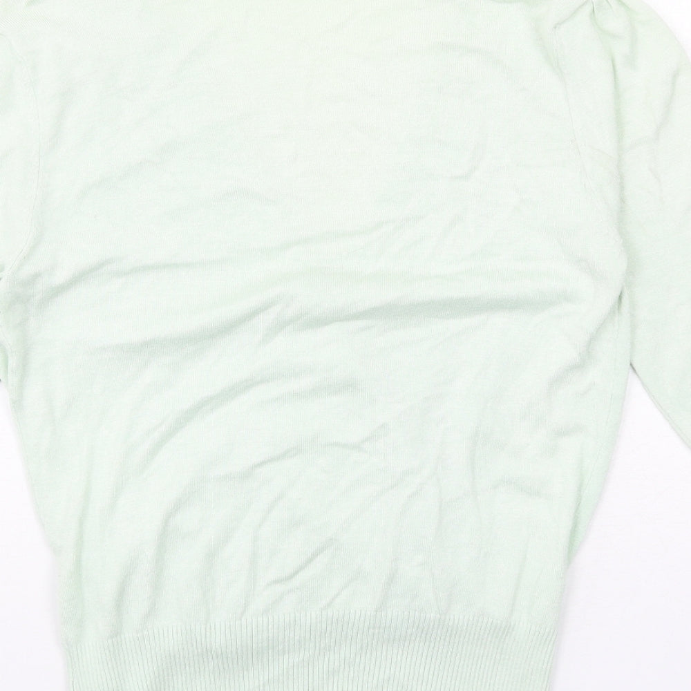 New Look Womens Green V-Neck Viscose Pullover Jumper Size 10