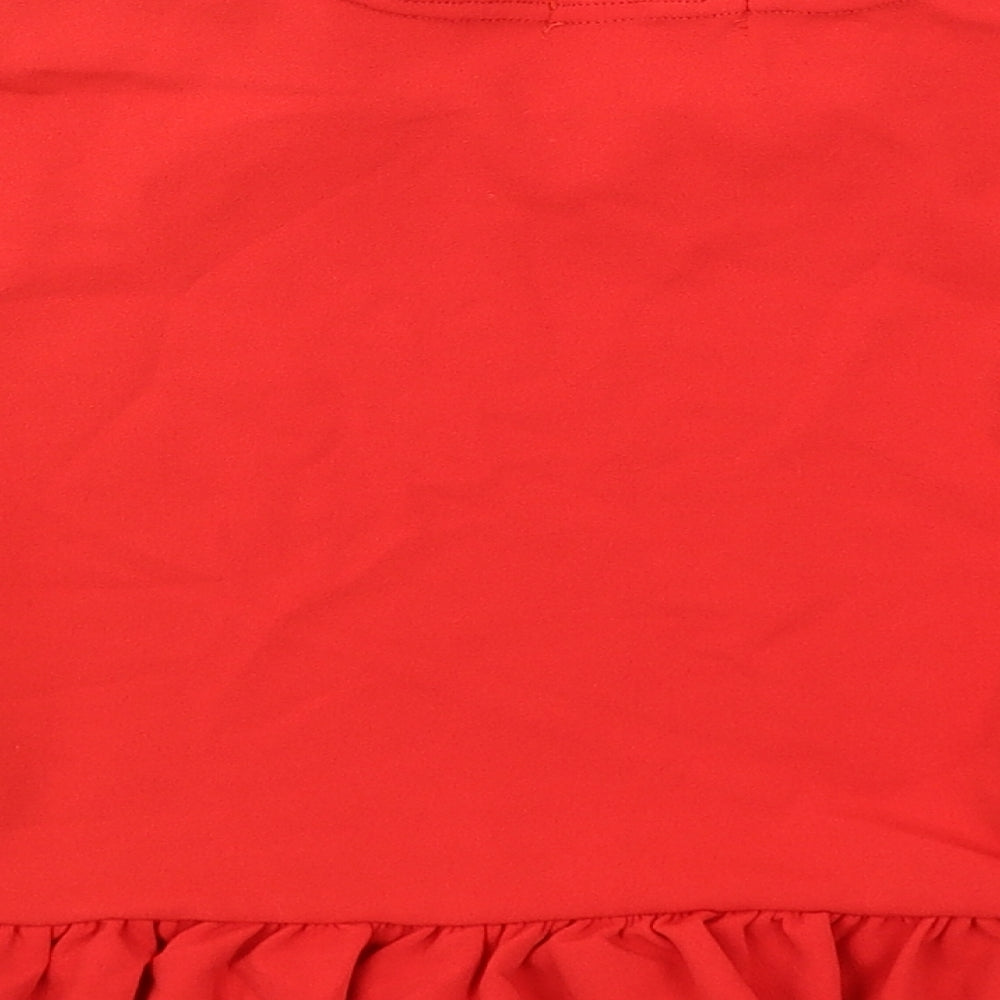 Cameo Rose Womens Red Polyester Cropped T-Shirt Size 14 Round Neck