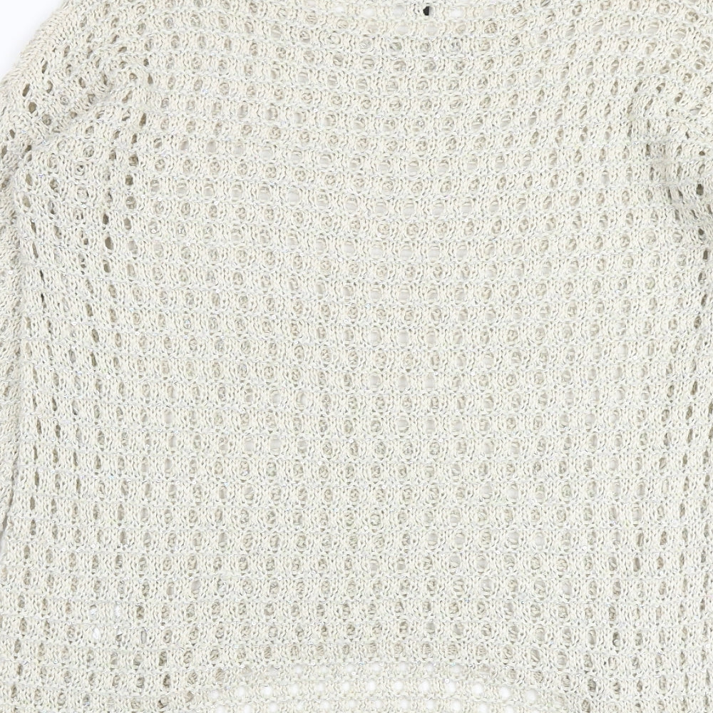 Warehouse Womens Beige Round Neck Acrylic Pullover Jumper Size 14