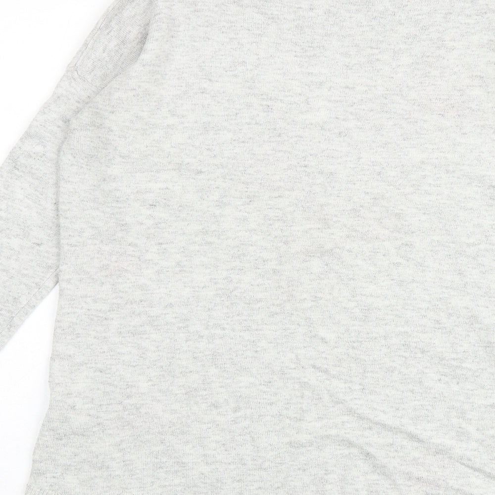 Oasis Womens Grey Round Neck Geometric Viscose Pullover Jumper Size XS - Stars